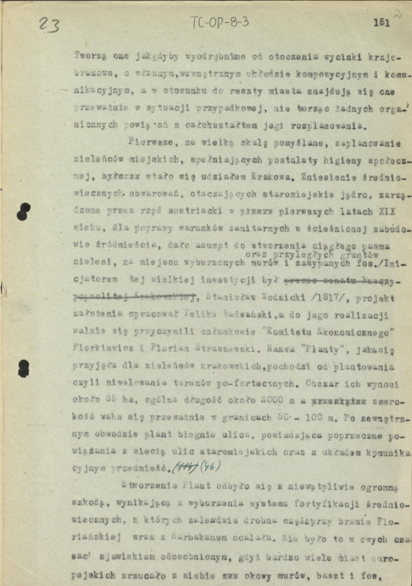 fragmenty tekstu, materiał roboczy do publikacji "Ogrody Polskie" (wyd. 1954) do podrozdziału „Miejskie ogrody publiczne”, skan 2