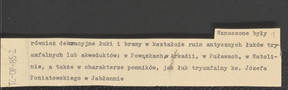 materiał roboczy dotyczący bram w założeniach sentymentalnych, skan 1