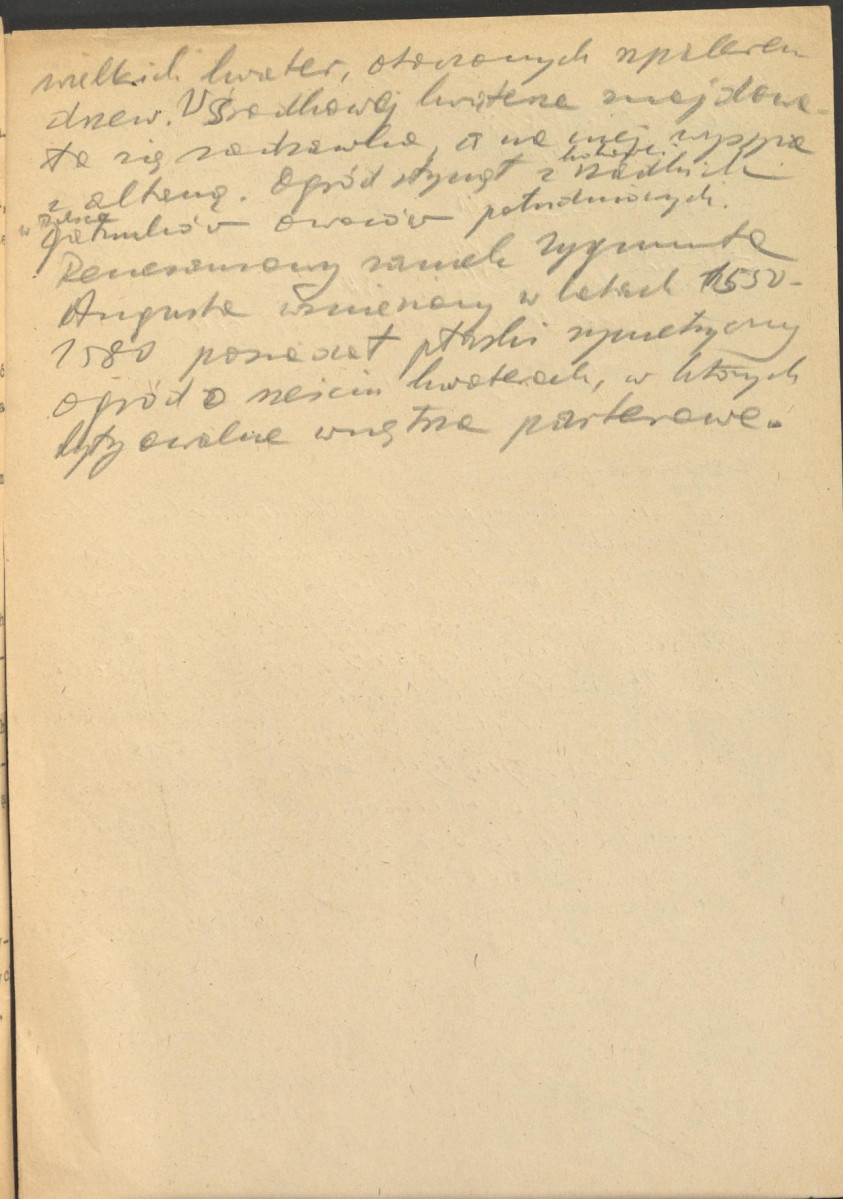 tekst stanowiący materiał roboczy, notatki autorskie i ogólne rozważania nt. polskich ogrodów w kontekście historycznym, skan 9