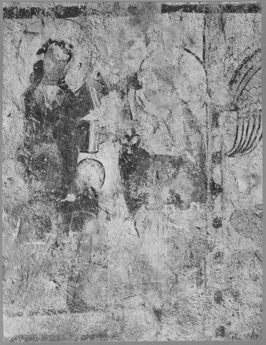 Zespół opactwa - kościół, kaplica św. Krzyża, fragment polichromii na ścianie wsch. , skan 1