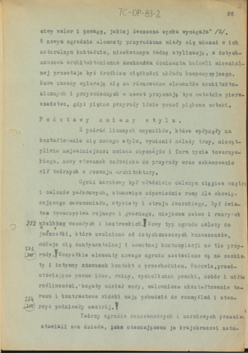 tekst, materiał roboczy, wersja redakcyjna przystosowująca tekst do publikacji "Ogrody Polskie" (wyd. 1954), skan 2