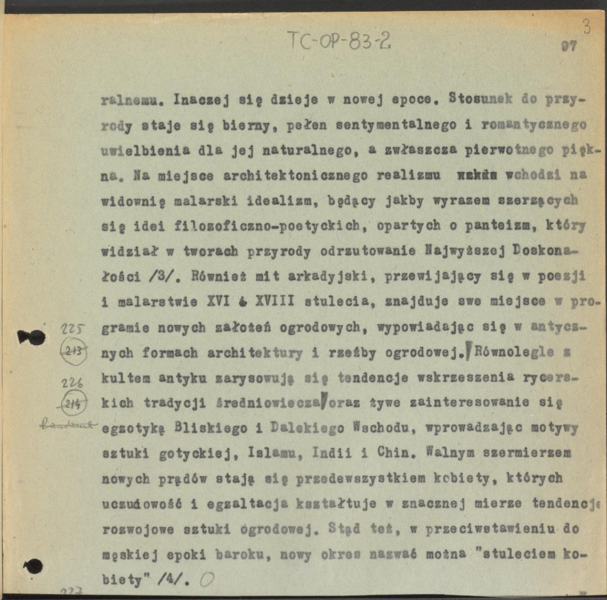 tekst, materiał roboczy, wersja redakcyjna przystosowująca tekst do publikacji "Ogrody Polskie" (wyd. 1954), skan 3