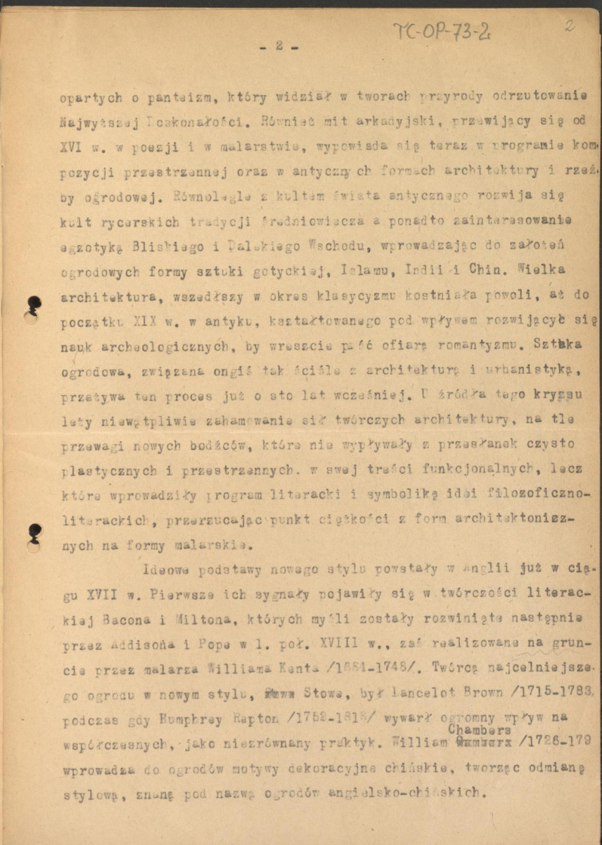 tekst, materiał roboczy pt. "Sztuka ogrodowa w epoce klasycyzmu", skan 2