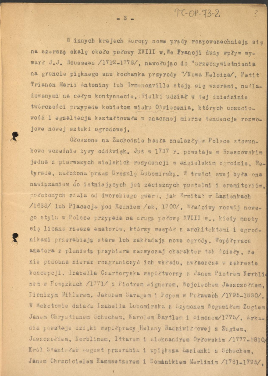tekst, materiał roboczy pt. "Sztuka ogrodowa w epoce klasycyzmu", skan 3
