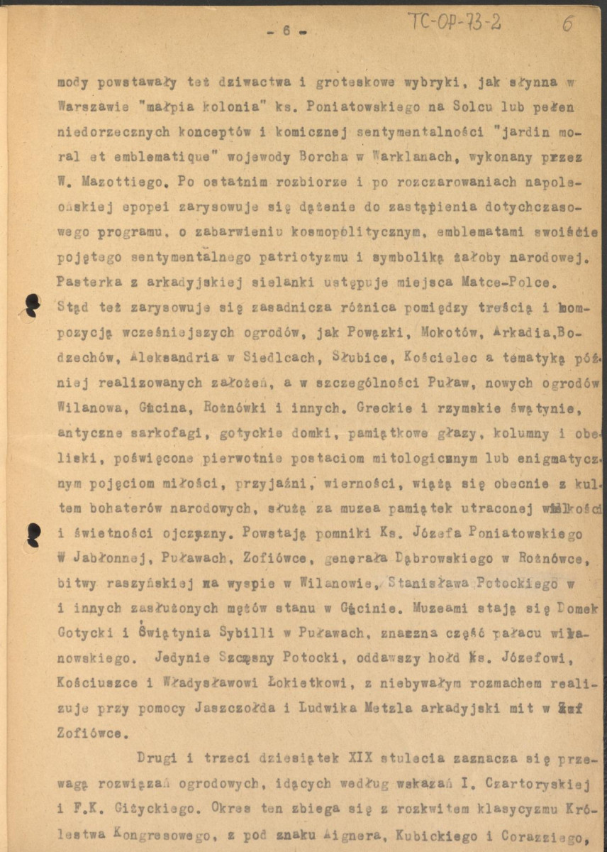 tekst, materiał roboczy pt. "Sztuka ogrodowa w epoce klasycyzmu", skan 6