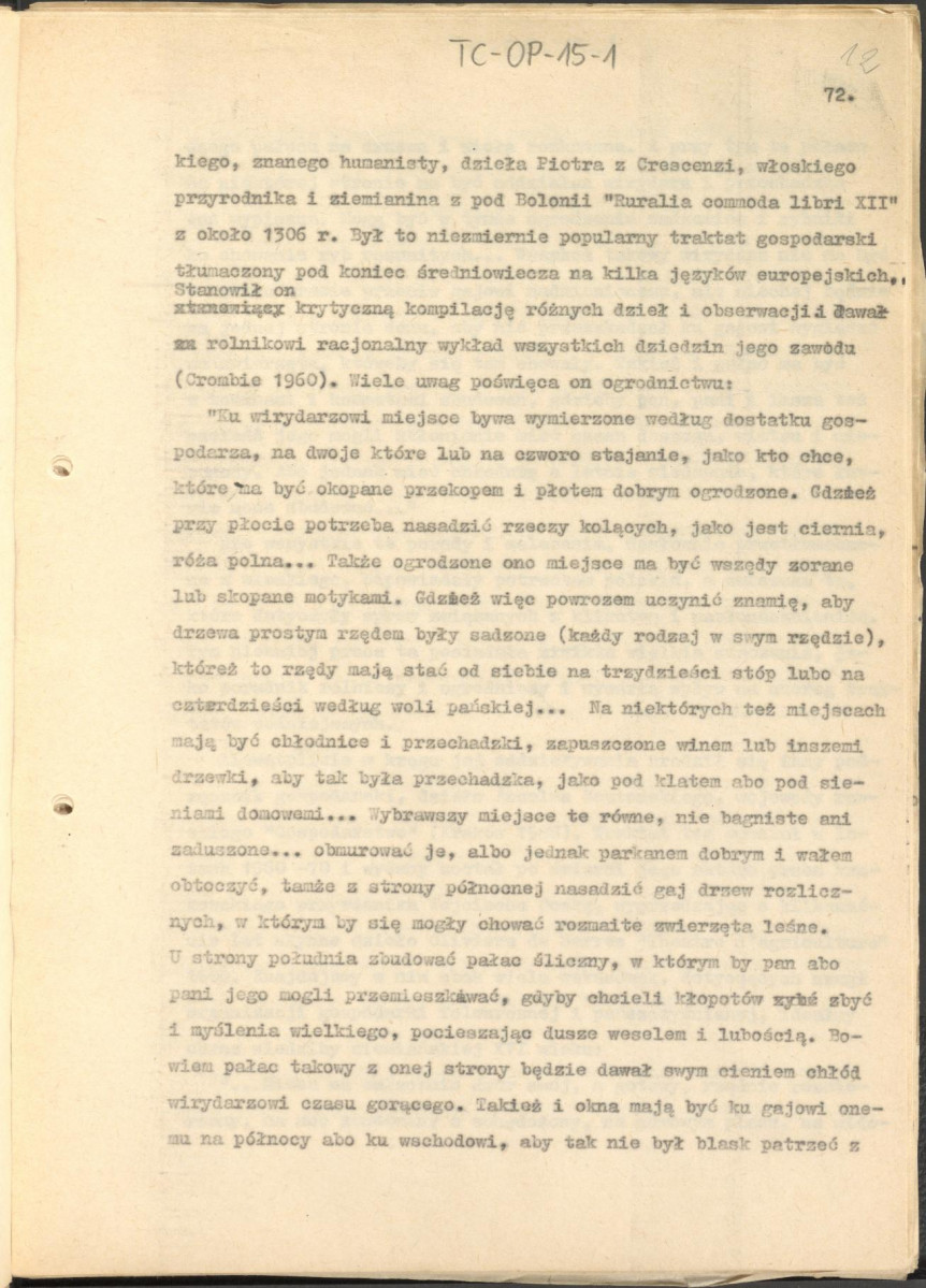 tekst zatytuowany: "Odrodzenie i wczesny barok 1450-1650" - 2 egzemplarze; materiał wydany w "Ogrody Polskie", wyd. Budownictwo i Architektura (1954), s. 23-48, skan 12