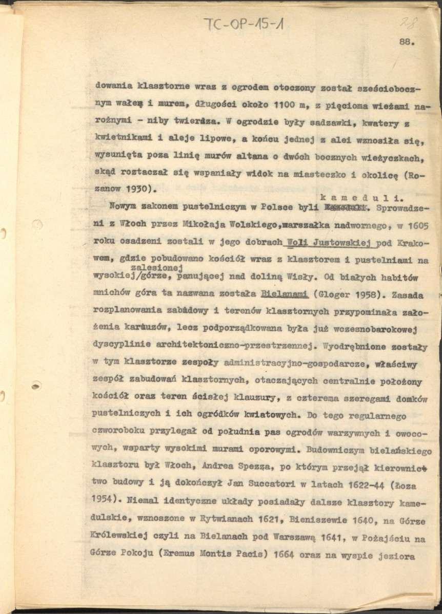 tekst zatytuowany: "Odrodzenie i wczesny barok 1450-1650" - 2 egzemplarze; materiał wydany w "Ogrody Polskie", wyd. Budownictwo i Architektura (1954), s. 23-48, skan 28
