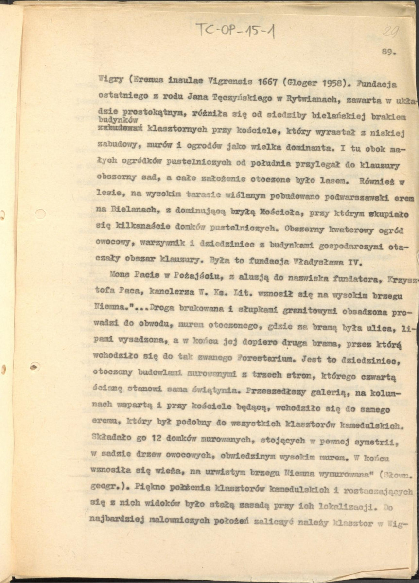 tekst zatytuowany: "Odrodzenie i wczesny barok 1450-1650" - 2 egzemplarze; materiał wydany w "Ogrody Polskie", wyd. Budownictwo i Architektura (1954), s. 23-48, skan 29