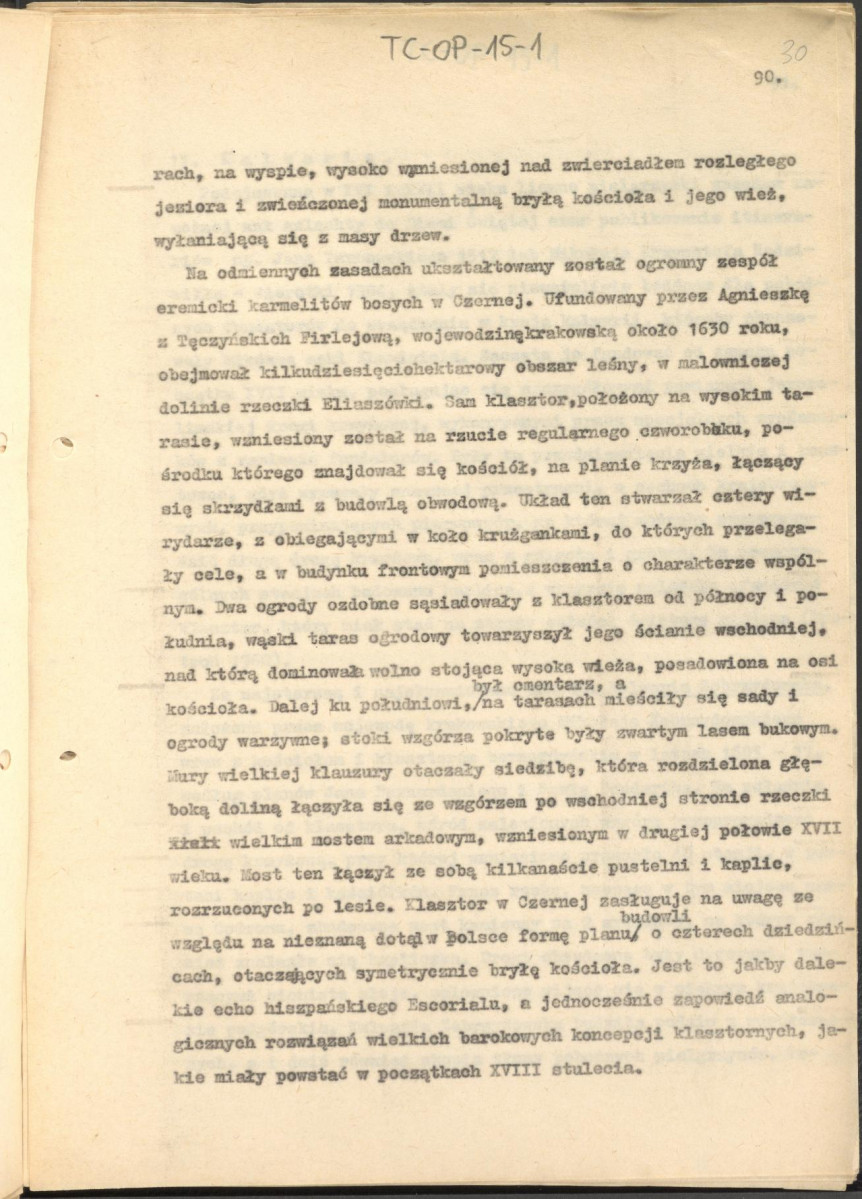 tekst zatytuowany: "Odrodzenie i wczesny barok 1450-1650" - 2 egzemplarze; materiał wydany w "Ogrody Polskie", wyd. Budownictwo i Architektura (1954), s. 23-48, skan 30