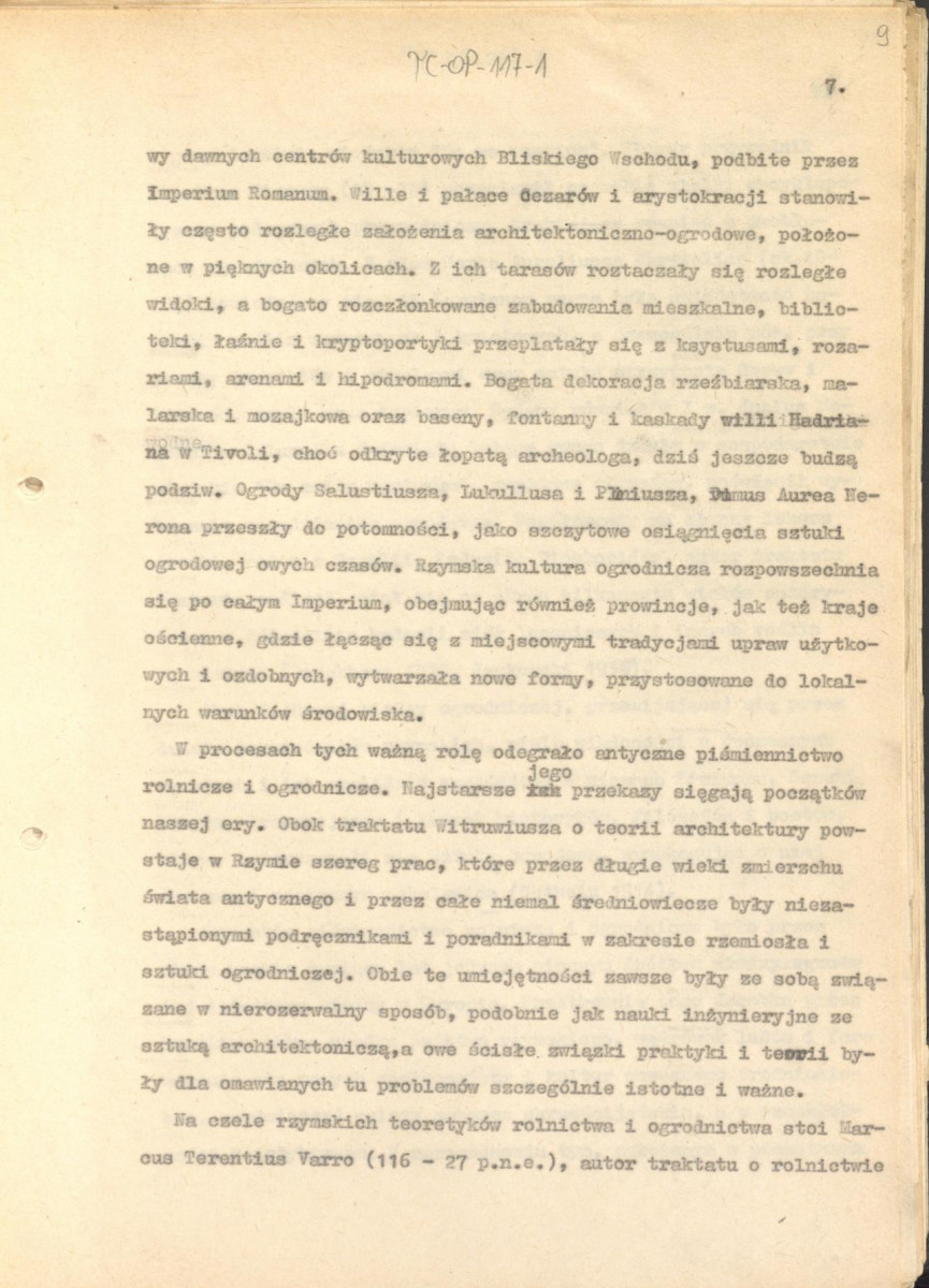 tekst (luźne strony), spójny materiał roboczy przeznaczony i wykorzystany w publikacji, pt.: "X wieków ogrodów polskich, część I - Średniowiecze X-XV w.", skan 9
