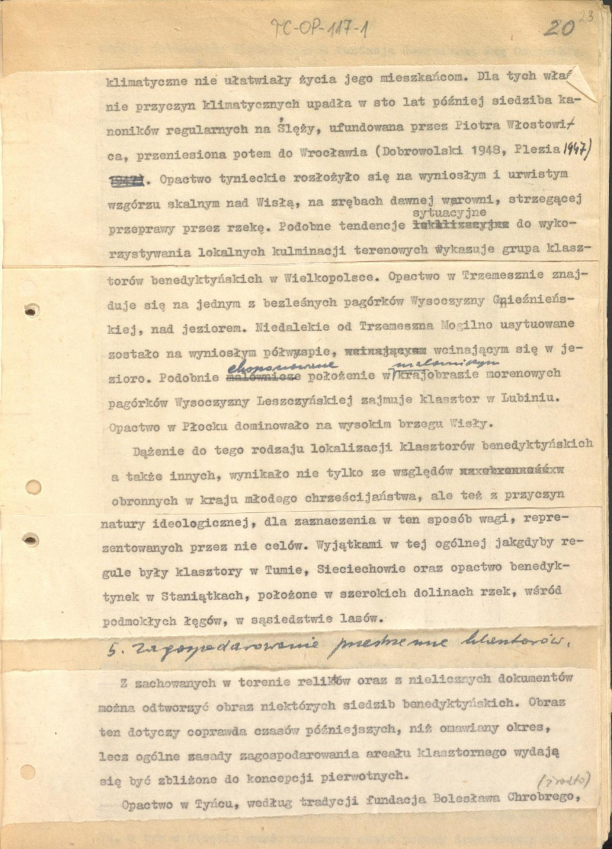 tekst (luźne strony), spójny materiał roboczy przeznaczony i wykorzystany w publikacji, pt.: "X wieków ogrodów polskich, część I - Średniowiecze X-XV w.", skan 22