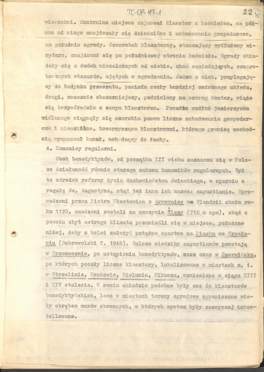 tekst (luźne strony), spójny materiał roboczy przeznaczony i wykorzystany w publikacji, pt.: "X wieków ogrodów polskich, część I - Średniowiecze X-XV w.", skan 24
