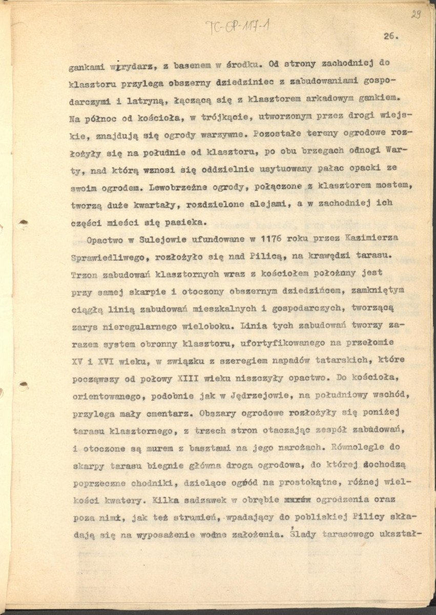 tekst (luźne strony), spójny materiał roboczy przeznaczony i wykorzystany w publikacji, pt.: "X wieków ogrodów polskich, część I - Średniowiecze X-XV w.", skan 28
