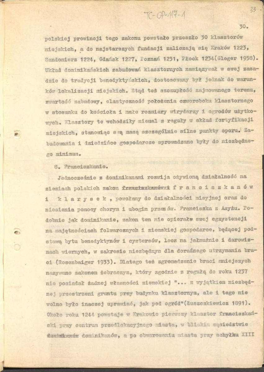 tekst (luźne strony), spójny materiał roboczy przeznaczony i wykorzystany w publikacji, pt.: "X wieków ogrodów polskich, część I - Średniowiecze X-XV w.", skan 32