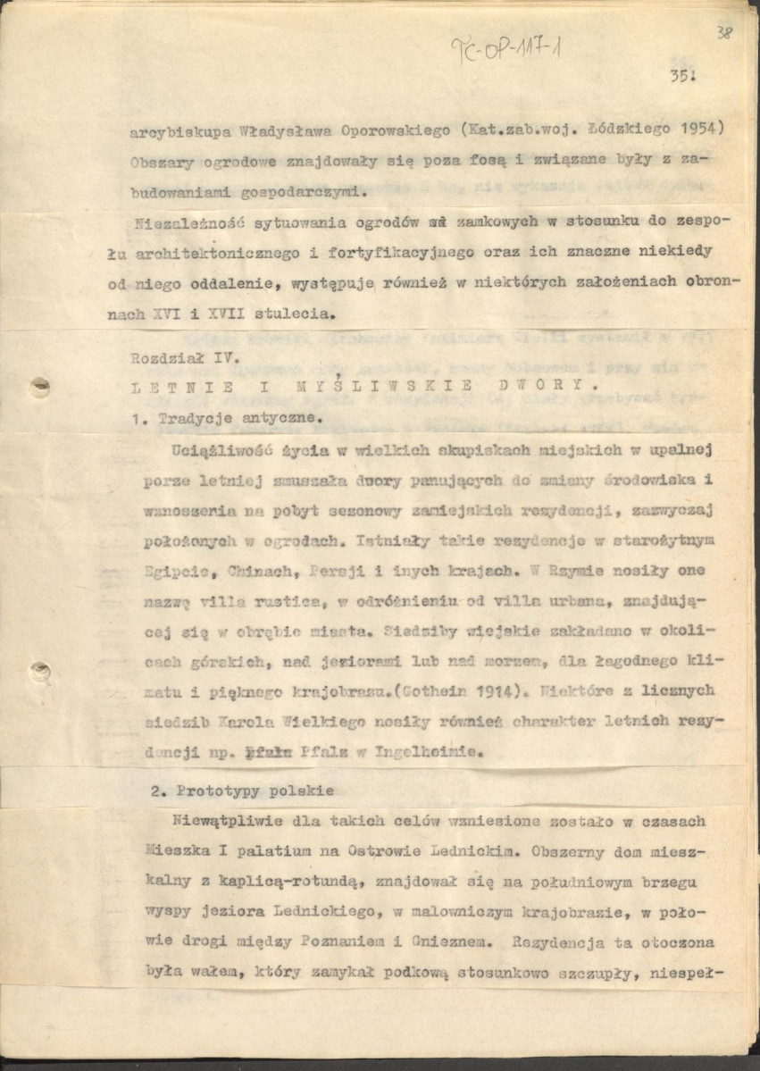 tekst (luźne strony), spójny materiał roboczy przeznaczony i wykorzystany w publikacji, pt.: "X wieków ogrodów polskich, część I - Średniowiecze X-XV w.", skan 37