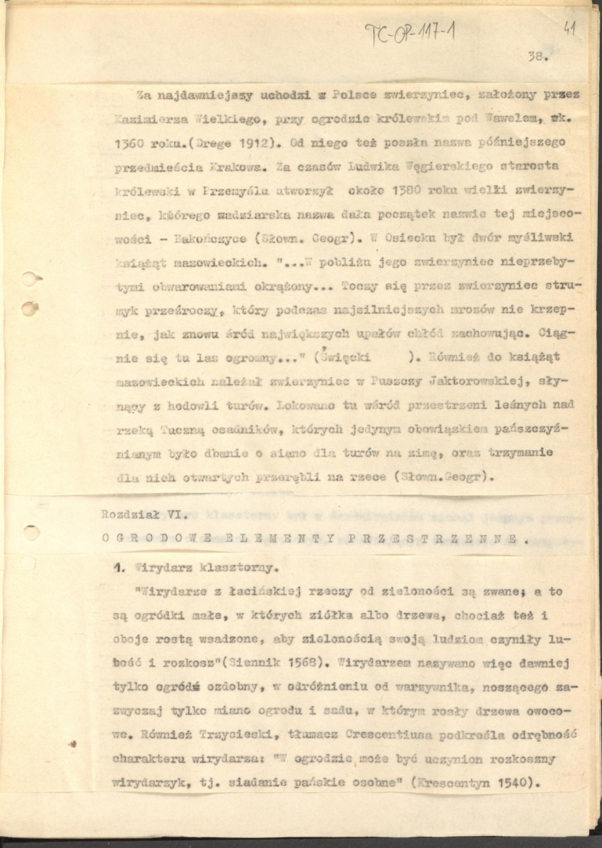 tekst (luźne strony), spójny materiał roboczy przeznaczony i wykorzystany w publikacji, pt.: "X wieków ogrodów polskich, część I - Średniowiecze X-XV w.", skan 40