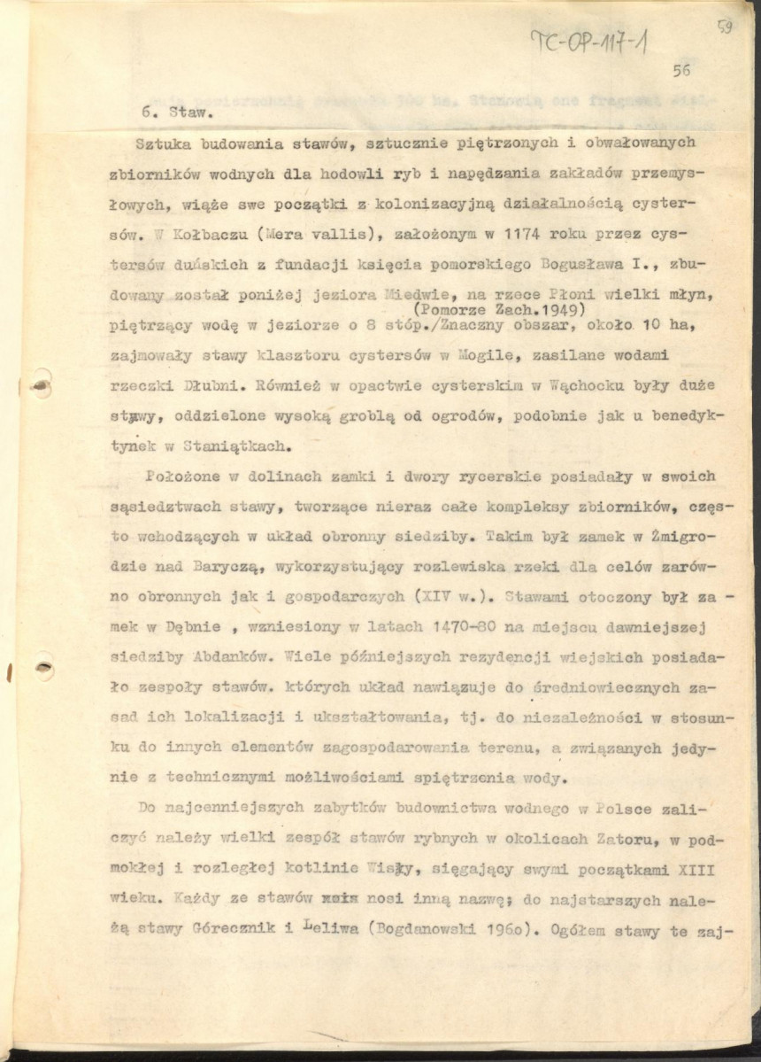 tekst (luźne strony), spójny materiał roboczy przeznaczony i wykorzystany w publikacji, pt.: "X wieków ogrodów polskich, część I - Średniowiecze X-XV w.", skan 58