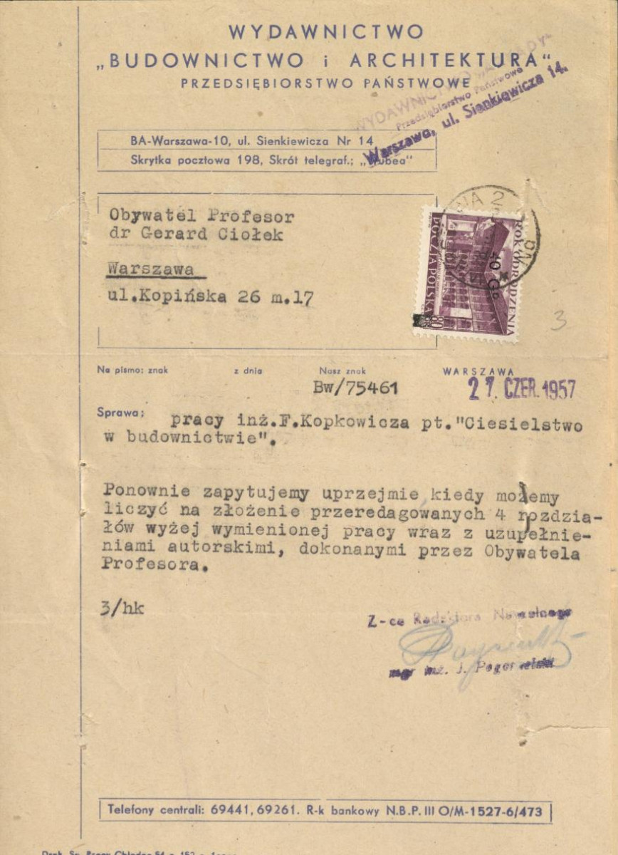 ciesielstwo bruliony - maszynopisy i korespondencja wyd., skan 4