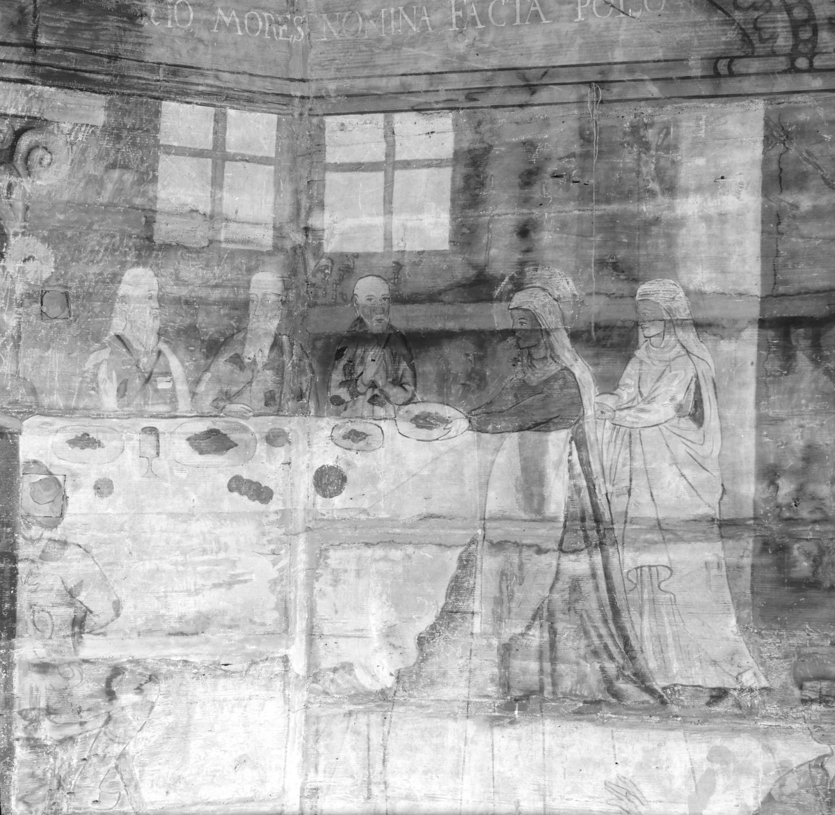 kościół pw. św. Elżbiety Węgierskiej - wnętrze - prezbiterium - ściana północna - polichromia - Zapowiedź narodzenia Izaaka, skan 1
