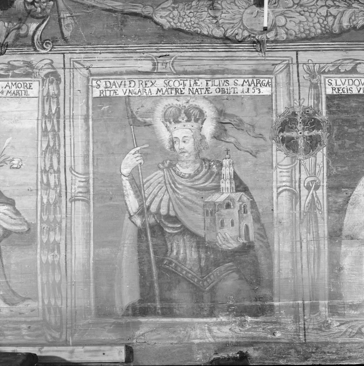 kościół pw. św. Jana Chrzciciela - wnętrze - prezbiterium - ściana południowa - polichromia - S. David Rex, skan 1