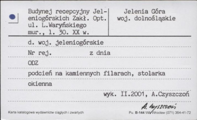 budynek recepcyjny Jeleniogórskich Zakł. Opt., skan 1