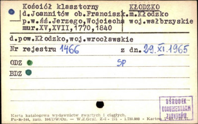 kościół joannitów, ob. franciszkanów pw. śś. Jerzego i Wojciecha, skan 1