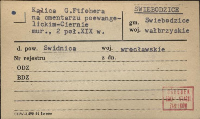 kaplica G. Ftfohera na cmentarzu poewangelickim - Ciernie, skan 1