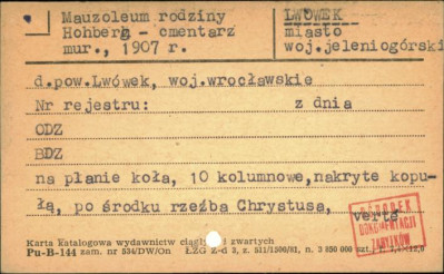 mauzoleum rodziny Hohberg - cmentarz, skan 1