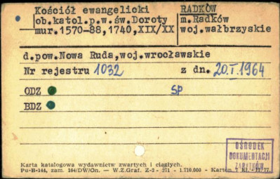 kościół ewangelicki, ob. kościół rzym.-kat. pw. św. Doroty, skan 1