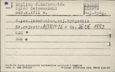 kaplica Ogród Getsemański - zespół klasztorny reformatów (kalwaria), skan 1