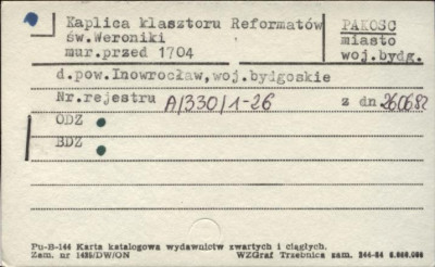 kaplica Św. Weronika - zespół klasztoru reformatów (kalwaria), skan 1