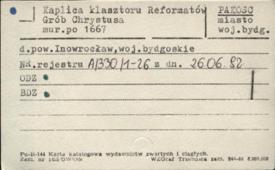 kaplica Grób Chrystusa - zespół klasztoru reformatów (kalwaria), skan 1