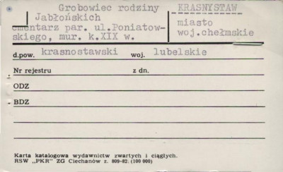 grobowiec rodziny Jabłońskich, cmentarz paraf., skan 1