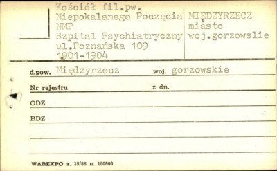 kościół fil. pw. Niepokalanego Poczęcia Najświętszej Maryi Panny, Szpital psychiatryczny, skan 1