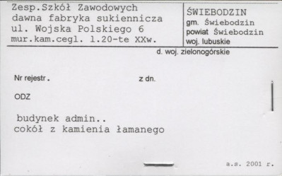 Zespół Szkół Zawodowych, dawna fabryka sukiennicza, skan 1