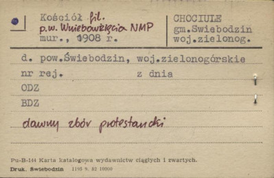 zbór protestancki, ob. kościół fil. pw. Wniebowzięcia Najświętszej Maryi Panny, skan 1