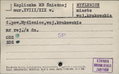 kapliczka Matki Boskiej Śnieżnej, skan 1