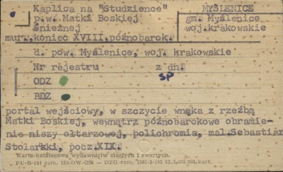 kapliczka Matki Boskiej Śnieżnej, skan 2