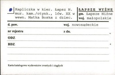 kapliczka w kier. Łapsz N. w wewn. Matka Boska z dziec., skan 1