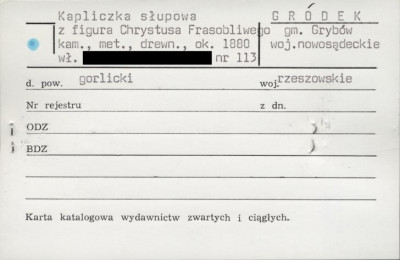 kapliczka słupowa z figurą Chrystusa Frasobliwego, skan 1