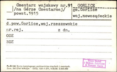 cmentarz wojskowy (na Górze Cmentarnej) nr 91, skan 1
