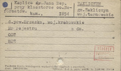 kaplica św. Jana Nep. przy klasztorze oo. Reformatów, skan 1