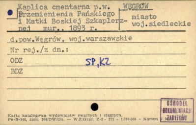 kaplica cmentarna pw. Przemienienia Pańskiego i Matki Boskiej Szkaplerznej, skan 1