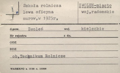 Szkoła Rolnicza lewa oficyna, skan 1
