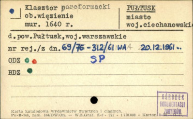 klasztor reformatów, ob. więzienie, skan 1