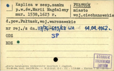 kaplica w zesp. zamku pw. św. Marii Magdaleny, skan 1