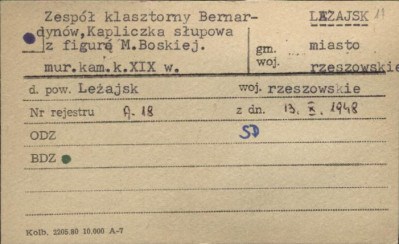 zespół klasztorny bernardynów, kapliczka słupowa z figurą Matki Boskiej, skan 1