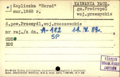 kapliczka Herod, skan 1