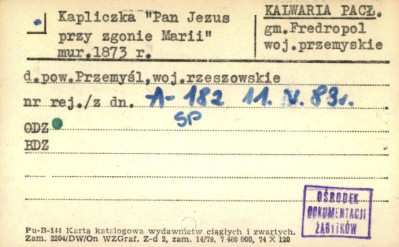 kapliczka Pan Jezus przy zgonie Marii, skan 1