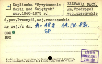 kapliczka Wywyższenie Marii nad Świętych, skan 1